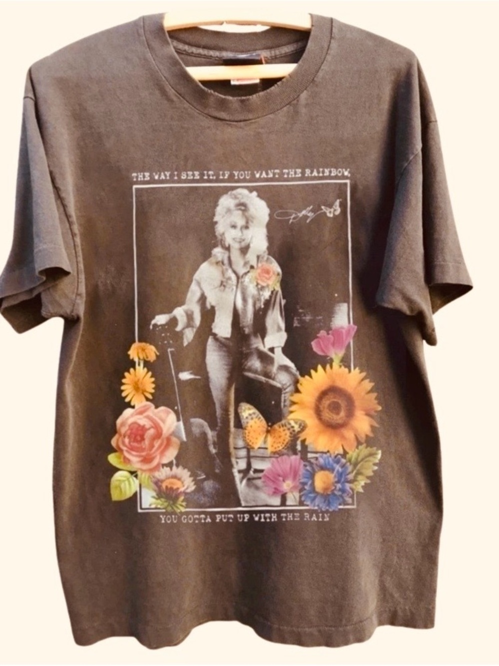 Dolly Parton Comfort Colors espresso T-shirt If you want the rain bow